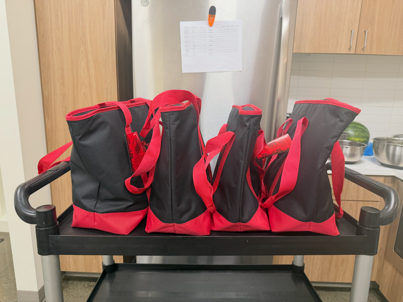 Food packed, ready to be delivered to the classroom